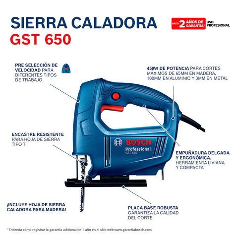 SIERRA DE CALAR POTENCIA 450 W BOSCH GST 650-6