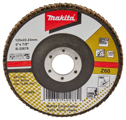Disco Flap Lija Traslapado 125mm G Z60 Makita B-22676 -0