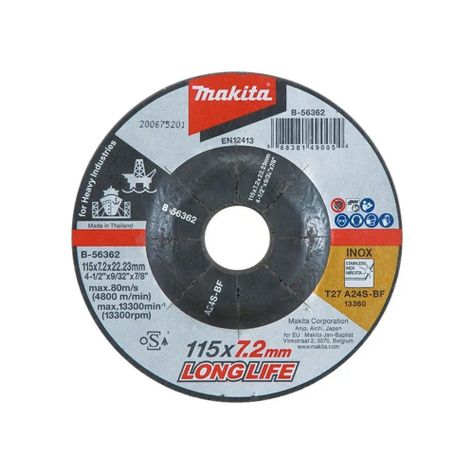 Disco desbaste metal/inox 115 A24S trabajo pesado Makita B-56362-0