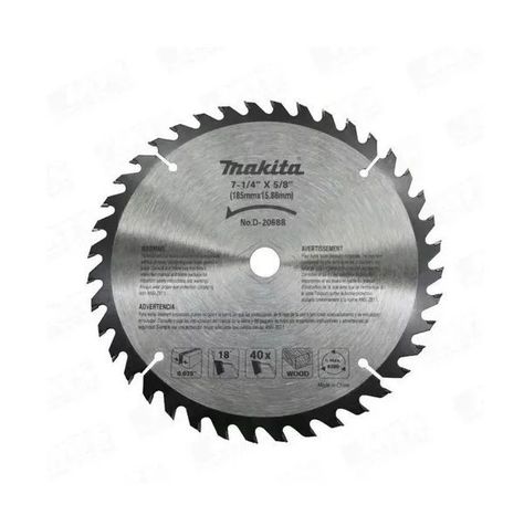 Disco Sierra 7-1/4 x 40 Dientes EJE 5/8 - Madera Makita D-20688-1