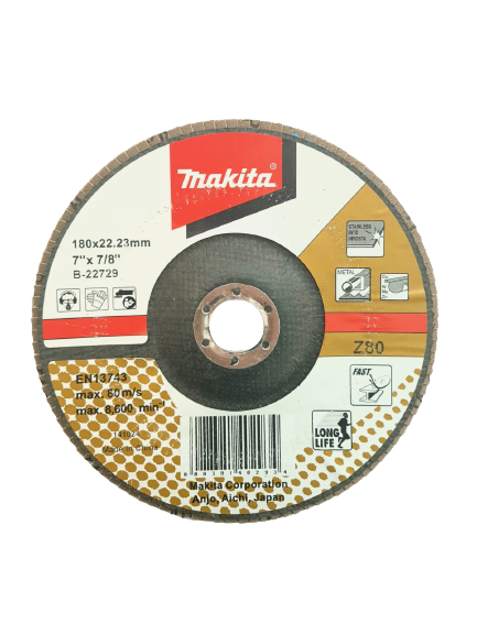 Disco flap de zirconia de aluminio para Amoladoras 180 mm Makita B-22729-1