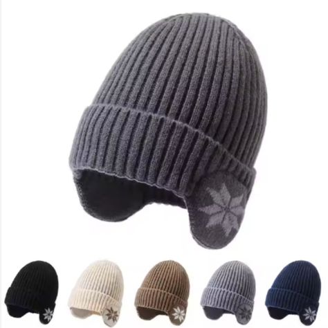 Gorro Beanie De Lana Adulto Con Cubre Orejas Para Hombres y Mujeres-1