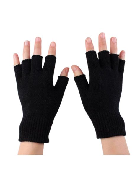 Guante De Lana Sin Dedos Medio Dedo Cómodo De Invierno Unisex-1