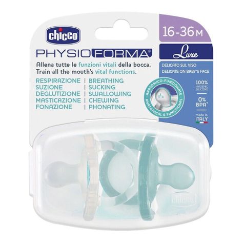 Pack de 2 Chupetes Physio Luxe 16-36M Ver-Gris Chicco-7