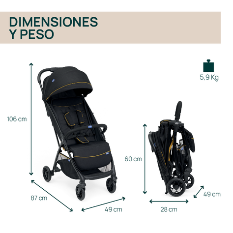 Coche Compacto Glee Uneven Black Chicco-2
