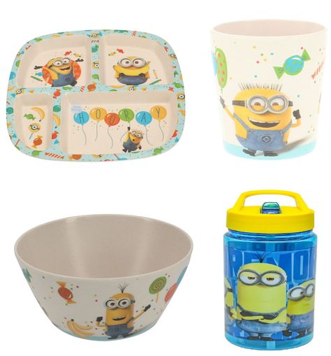 Vaso Infantil + Botella Con Bombilla + Bowl+ Plato Minions-0