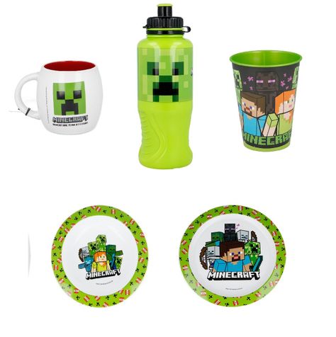 Pack Botella Sport, Bowl, Tazon, Plato, Vaso Minecraft-0