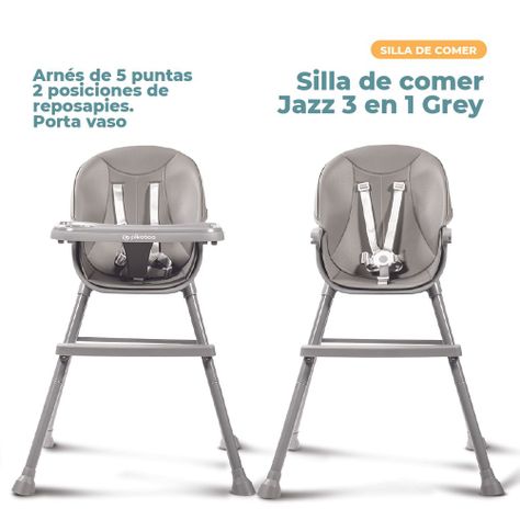 Silla de Comer para Bebes 3 en 1 Pikaboo Modelo Jazz Gris-1