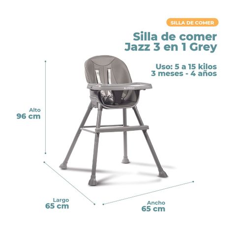Silla de Comer para Bebes 3 en 1 Pikaboo Modelo Jazz Gris-2