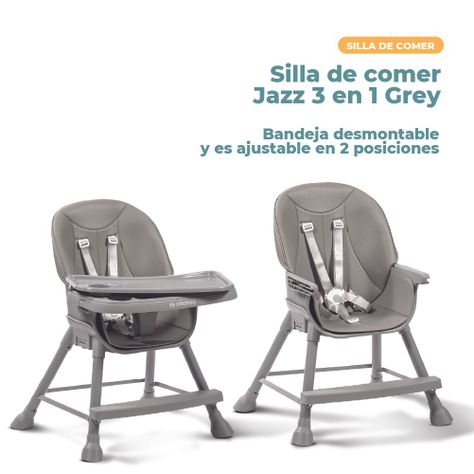 Silla de Comer para Bebes 3 en 1 Pikaboo Modelo Jazz Gris-3