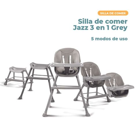 Silla de Comer para Bebes 3 en 1 Pikaboo Modelo Jazz Gris-4