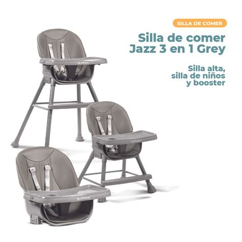 Silla de Comer para Bebes 3 en 1 Pikaboo Modelo Jazz Gris-5