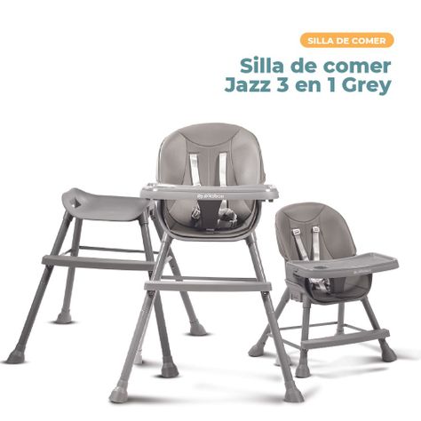 Silla de Comer para Bebes 3 en 1 Pikaboo Modelo Jazz Gris-6