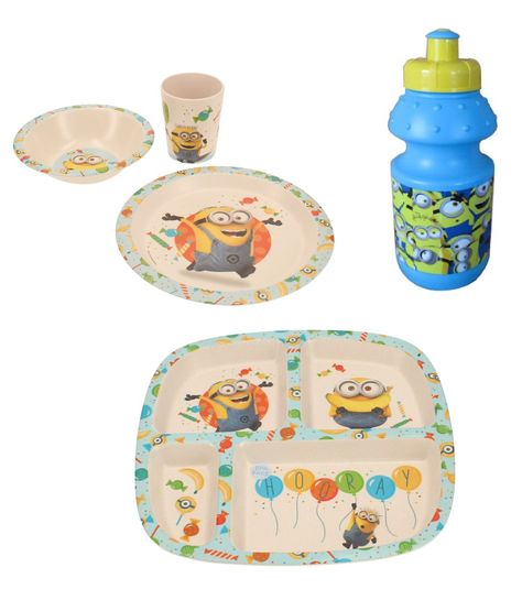 Botella Sport+ Plato C/Divisione + Set 3 Piezas Minions-0