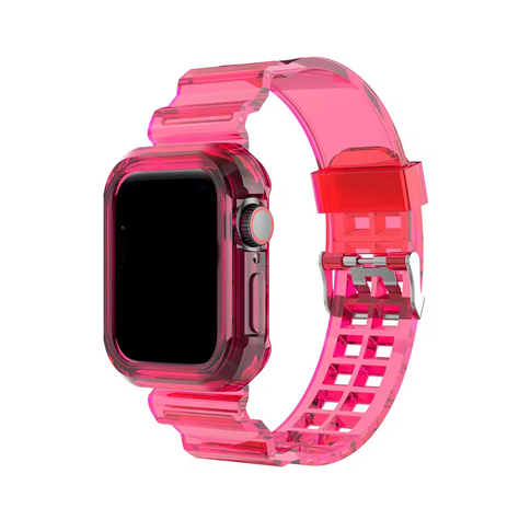 Correa Transparente Funda Para Apple Watch 42 / 44 / 45mm Rosado Oscuro-0