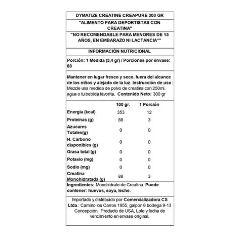 Creatina Monohidratada Dymatize Creapure 300gr-2
