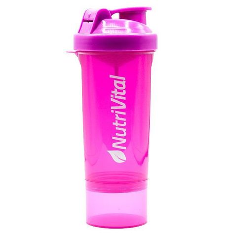 Shaker 400ml 2 en 1 Rosado Nutrivital-0