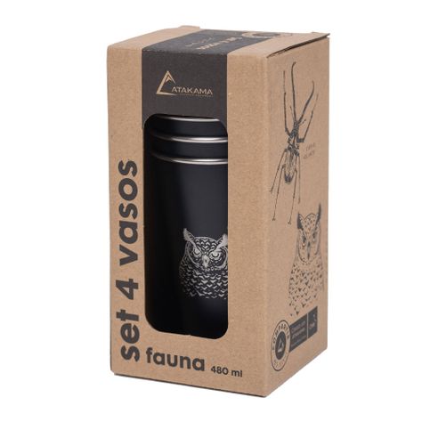 Set 4 Vasos Acero 480 Ml Negro Fauna Chilena Atakama Outdoor-2