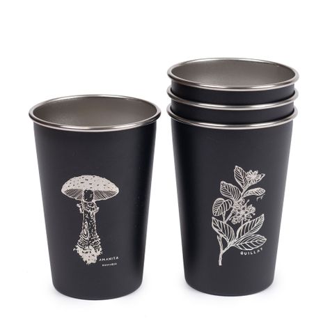 Set 4 Vasos Acero 480 Ml Negro Flora Chilena Atakama Outdoor-1