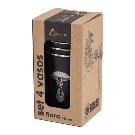 Set 4 Vasos Acero 480 Ml Negro Flora Chilena Atakama Outdoor-2
