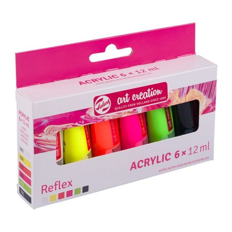 Acrílicos Art Creation Set 6 Colores 12ml Fluorescentes-1