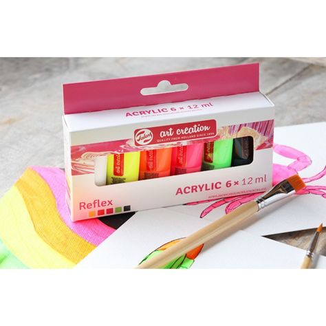 Acrílicos Art Creation Set 6 Colores 12ml Fluorescentes-3