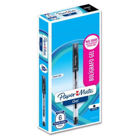 Boligrafo Gel Paper Mate Ultra Fino Negro Caja X6-0