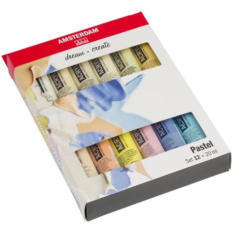 Acrílico Amsterdam Pack 12 Colores 20ml Pasteles-1