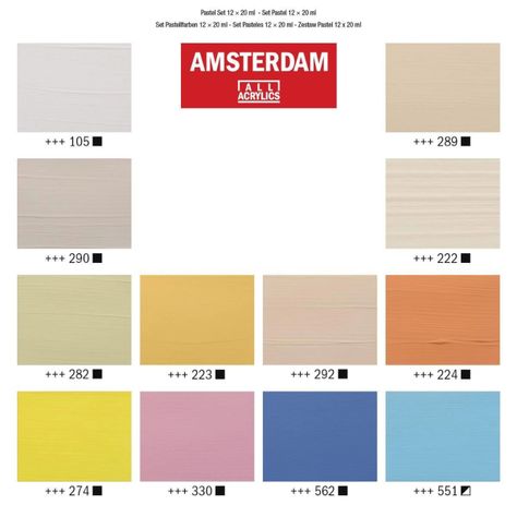 Acrílico Amsterdam Pack 12 Colores 20ml Pasteles-4