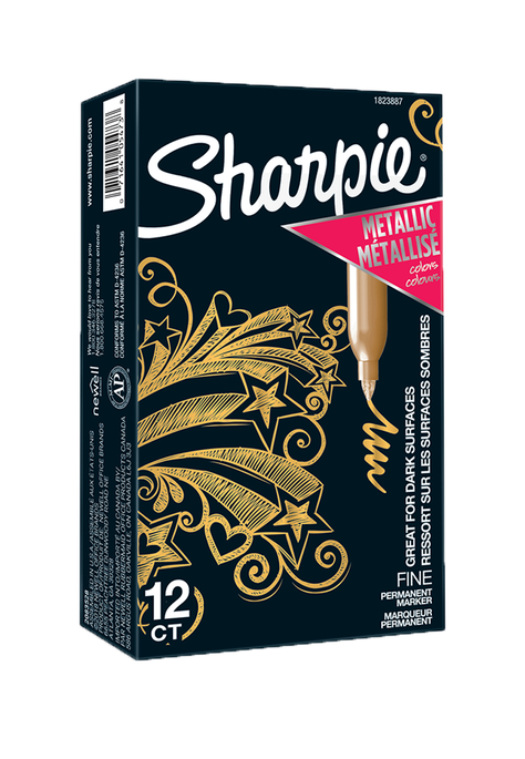 Marcador Sharpie Punta Fina Metálico Oro Set x12-0