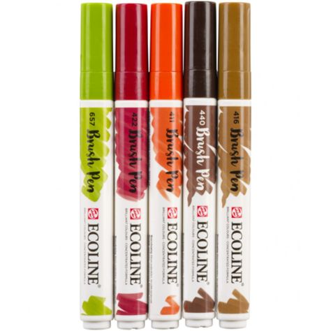 Set 5 Marcadores Acuarela Ecoline Colores Otoño-0
