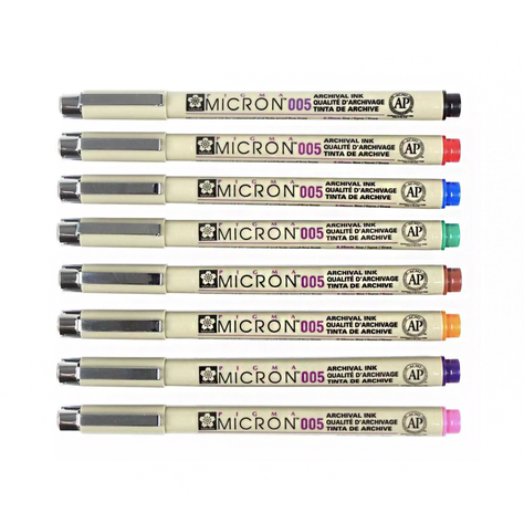 Tiralíneas Sakura Pigma Micron 0.05 Set 8 Colores-1