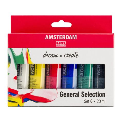 Acrílico Amsterdam Pack 6 Colores 20ml Selección General-0
