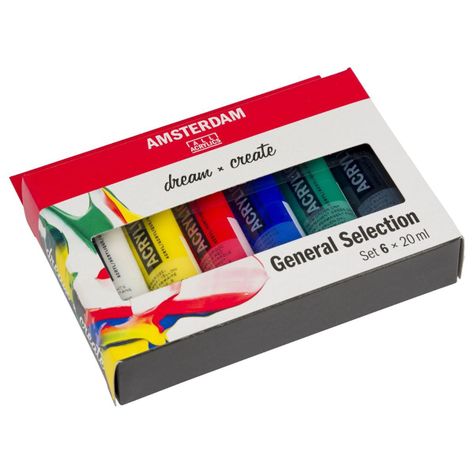 Acrílico Amsterdam Pack 6 Colores 20ml Selección General-1