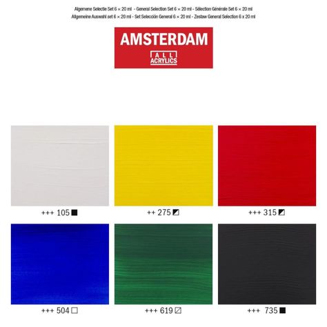 Acrílico Amsterdam Pack 6 Colores 20ml Selección General-3