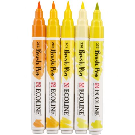 Set 5  Marcadores Acuarela Ecoline Colores Amarillos-1