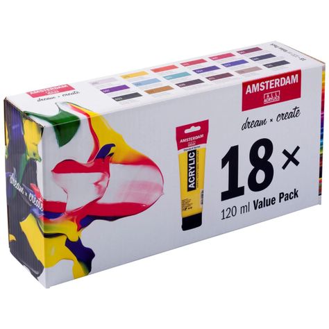 Pack 18 Colores Acrílico Amsterdam 120ml Serie Standard-1