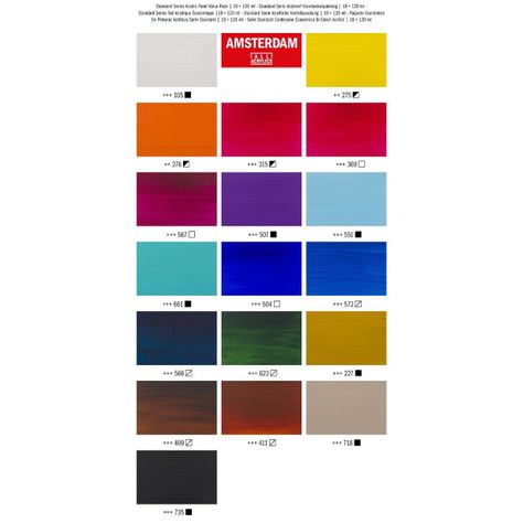 Pack 18 Colores Acrílico Amsterdam 120ml Serie Standard-3