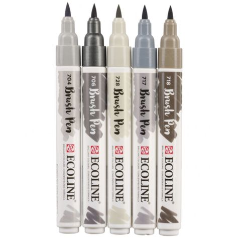 Set 5 Marcadores Acuarela Ecoline Colores Gris-1