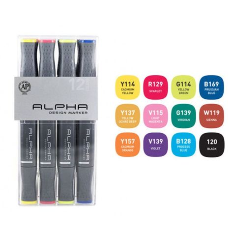 Marcadores Alpha Design Set 12 Colores-1