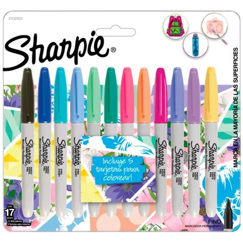 Marcador Permanente Sharpie Punta Fina Tropical Blister X12-0