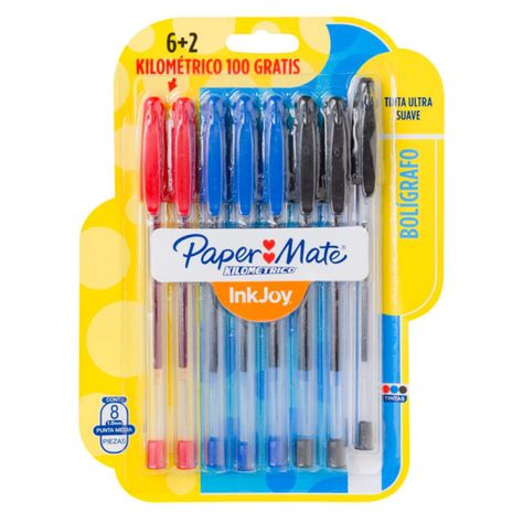 Boligrafo Inkjoy 100st Paper Mate Surtidos Blister X8-0