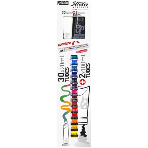 Acrílico Pebeo Studio Pack 30 Colores 20ml + 2 Colores 100ml-0
