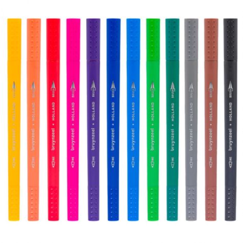 Marcadores Punta Fina y Pincel Bruynzeel 12 Colores-1