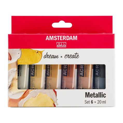 Acrílico Amsterdam Pack 6 Colores 20ml Metálicos-0