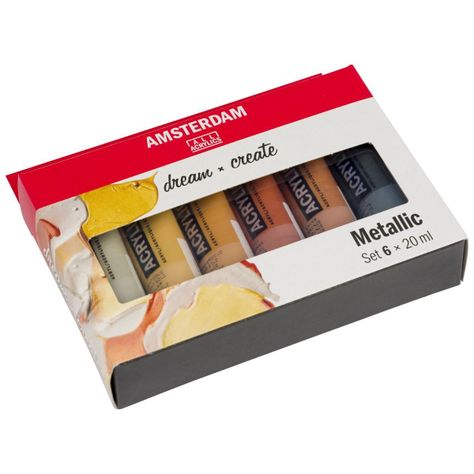 Acrílico Amsterdam Pack 6 Colores 20ml Metálicos-1