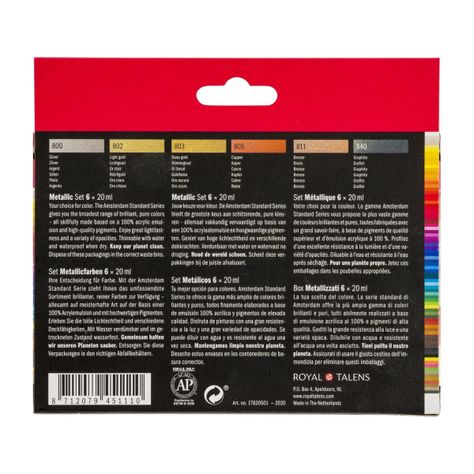 Acrílico Amsterdam Pack 6 Colores 20ml Metálicos-3