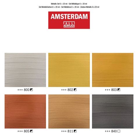 Acrílico Amsterdam Pack 6 Colores 20ml Metálicos-4