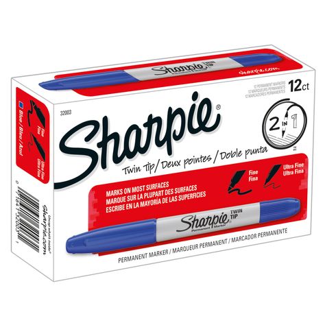 Marcadores Sharpie Doble Punta Azul 12 Unidades-0