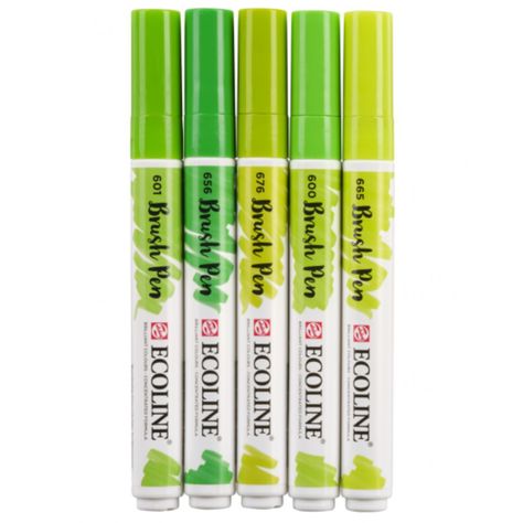 Set 5 Marcadores Acuarela Ecoline Colores Verde-0